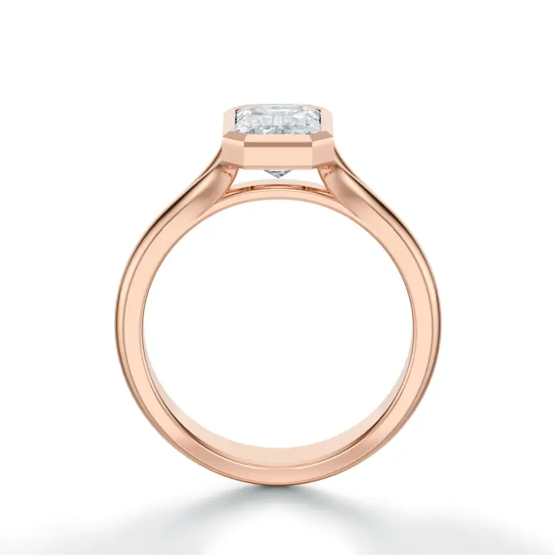 Pierścionek z diamentem w szlifie szmaragdowym różowe złoto SBPZ_071